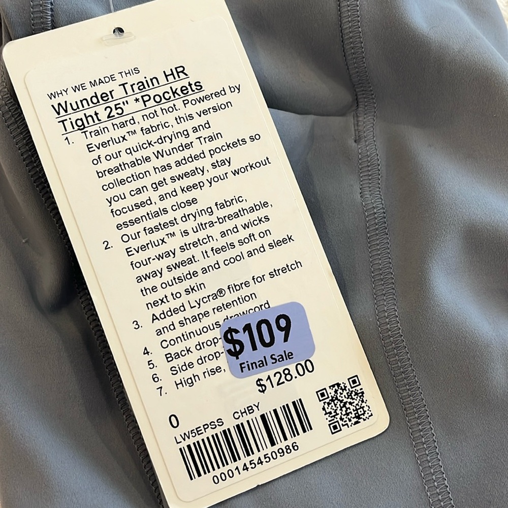 Light blue wunder train lululemon leggings NWT size 0